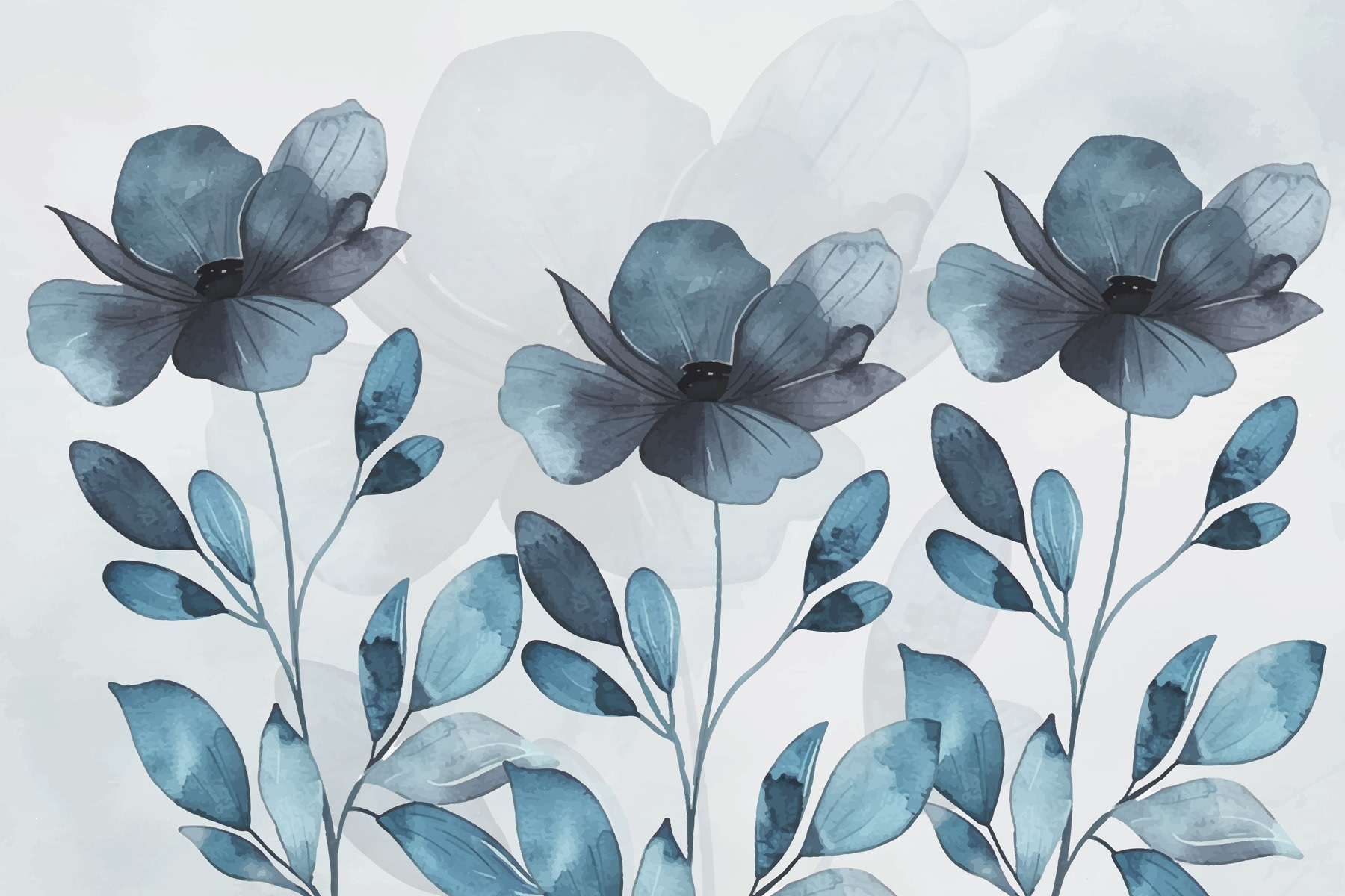 Blue flowers and leaves Blue flowers and leaves