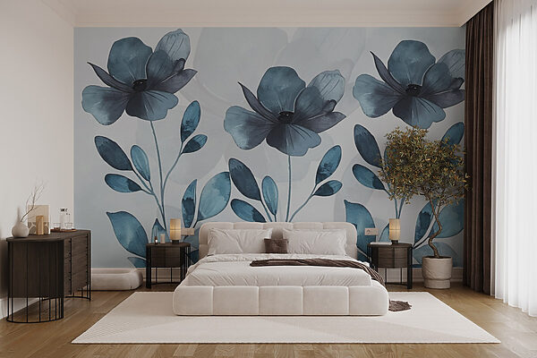 Flores e folhas azuis Flores e folhas azuis