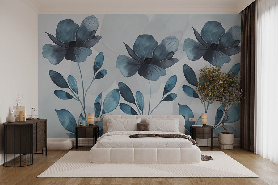 Flores e folhas azuis Flores e folhas azuis
