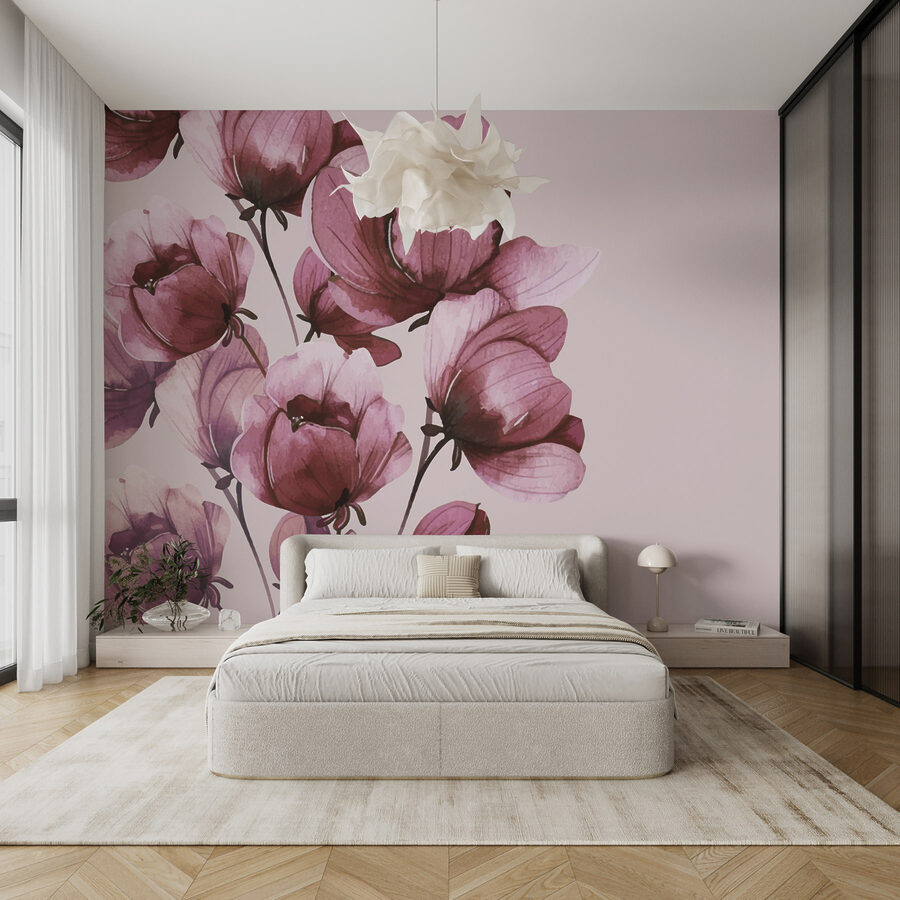 Papel de parede Flores delicadas em tons suaves.