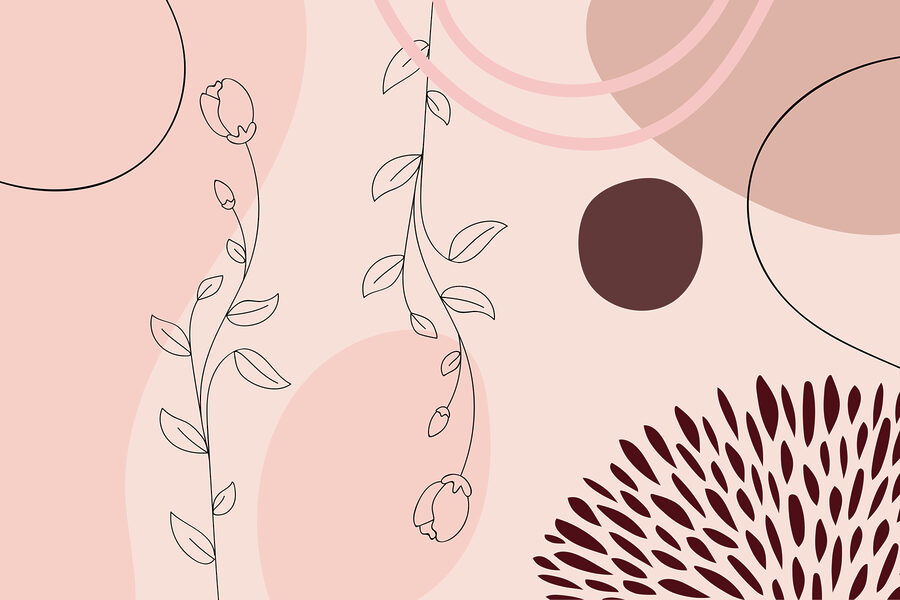 Os florais suaves encontram-se com formas abstractas.