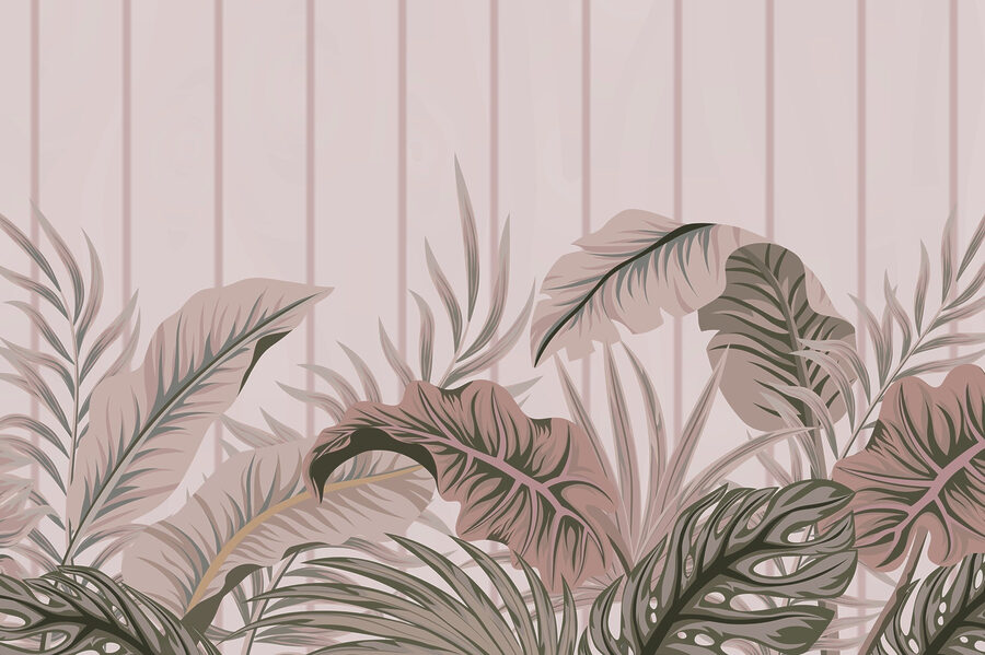 Folhas exuberantes num fundo suave