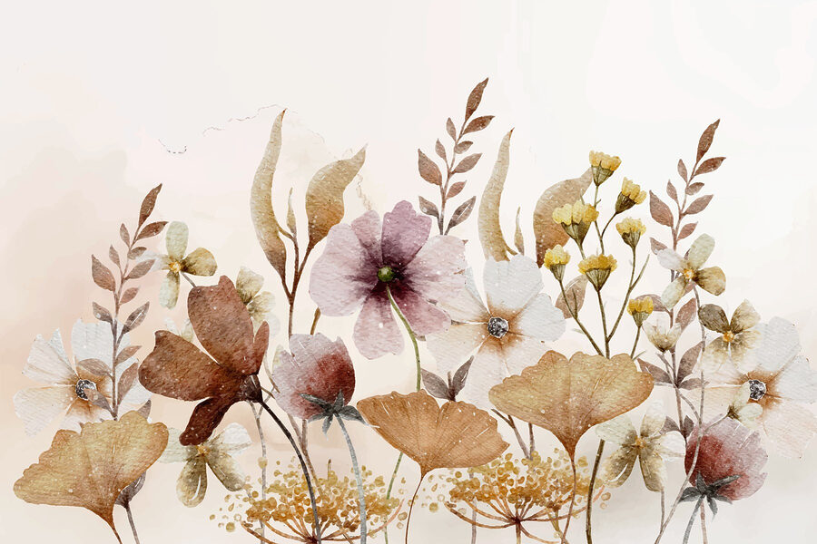 Flores delicadas em tons suaves.