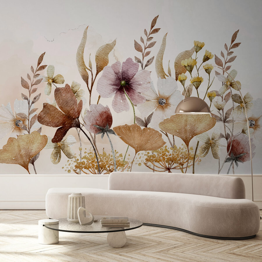 Flores delicadas em tons suaves.
