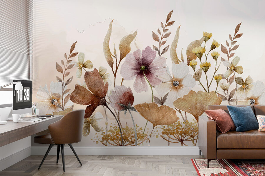 Flores delicadas em tons suaves.