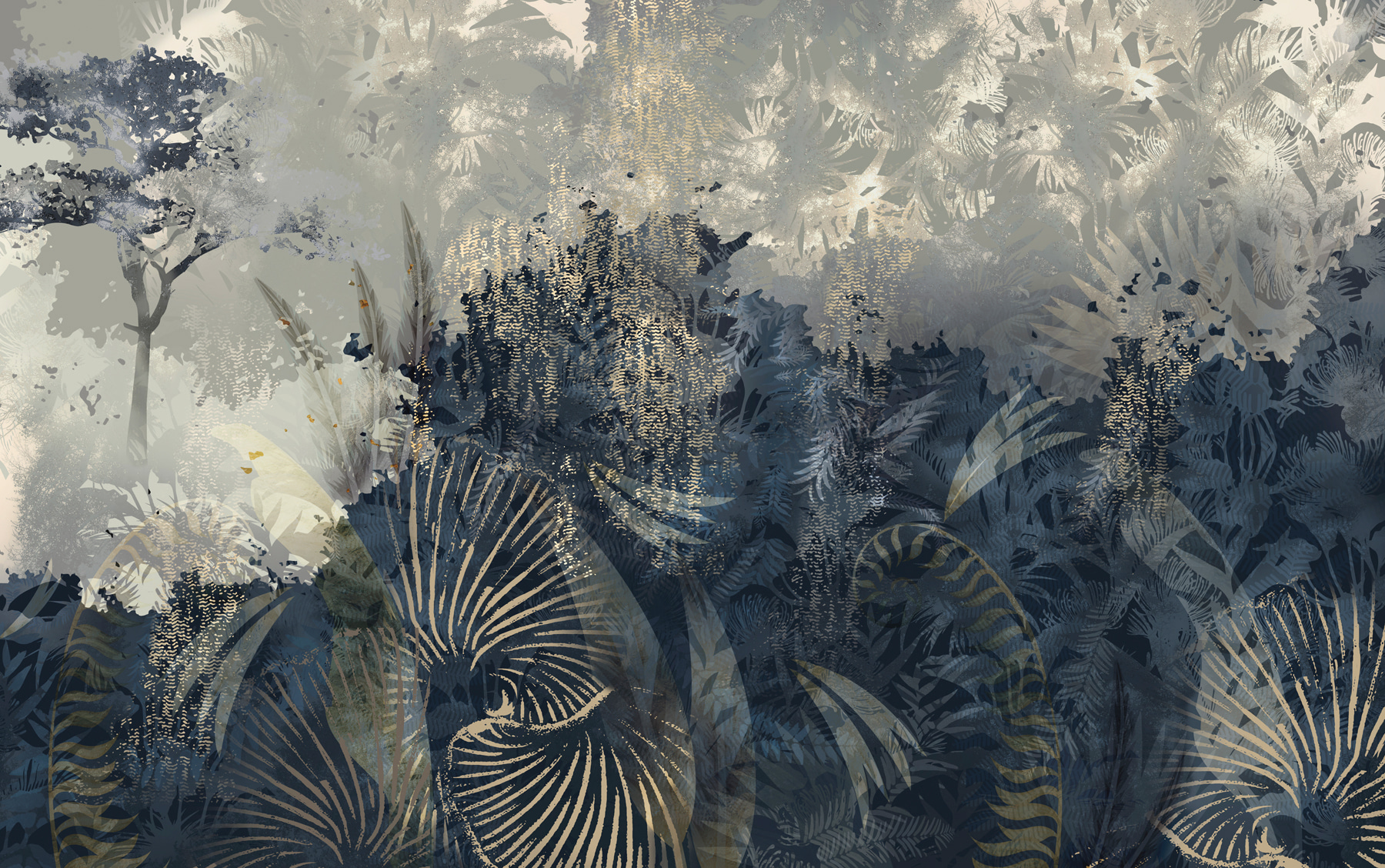 Serene forest with layered textures Serene forest with layered textures