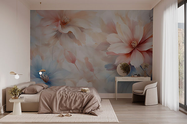 Papel de parede Papel de parede Flores delicadas em tons suaves (REF: w02791)
