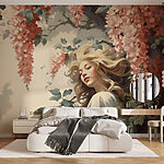 Papel de parede Mulher numa árvore com flores