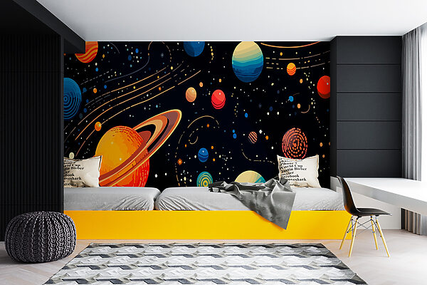 Planetas e estrelas coloridos Planetas e estrelas coloridos