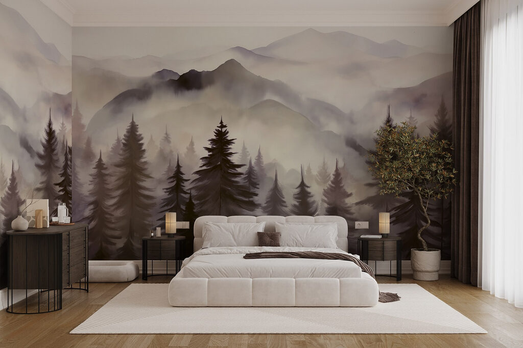 Landscape of mountains and trees