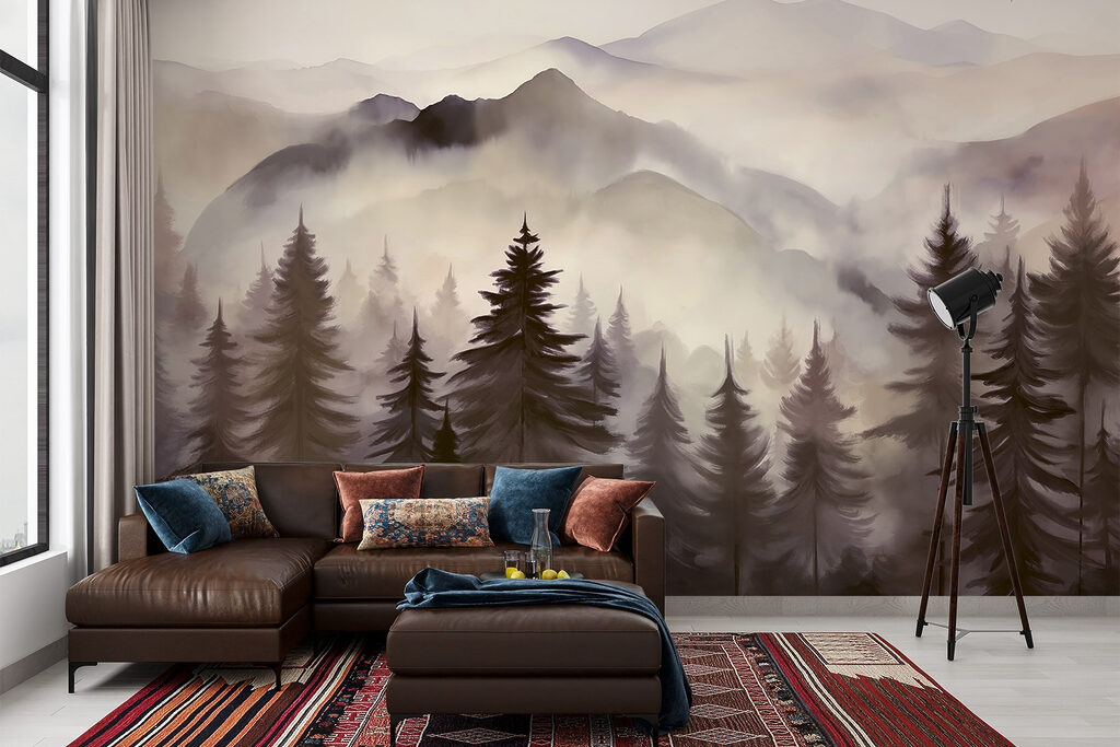 Landscape of mountains and trees