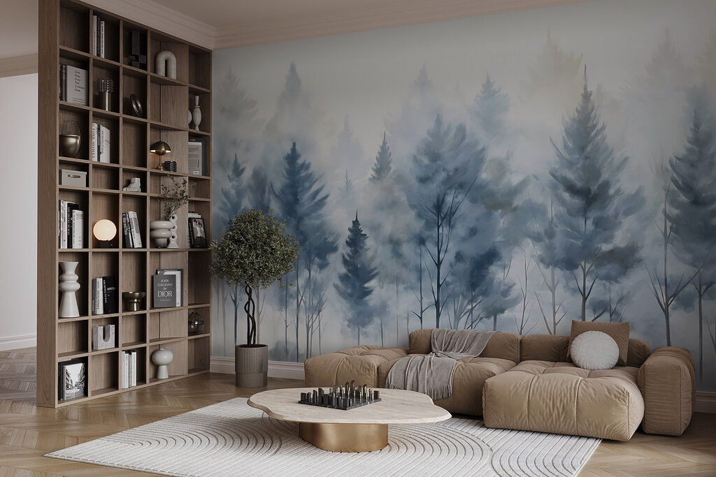 Group of trees in fog Group of trees in fog