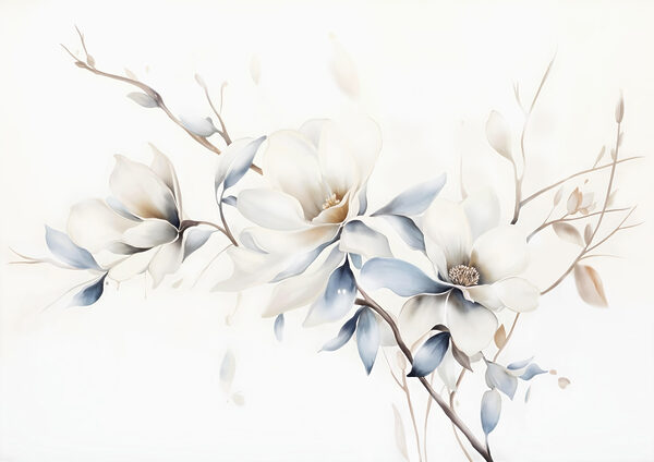 Pintura de flores sobre um fundo branco Pintura de flores sobre um fundo branco