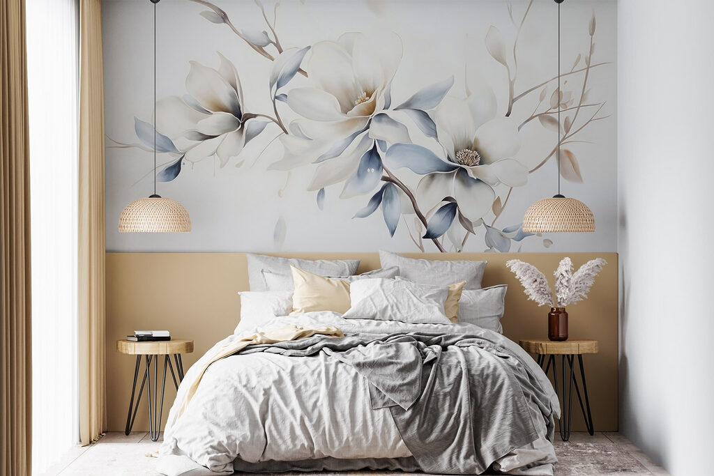 Painting of flowers on a white background