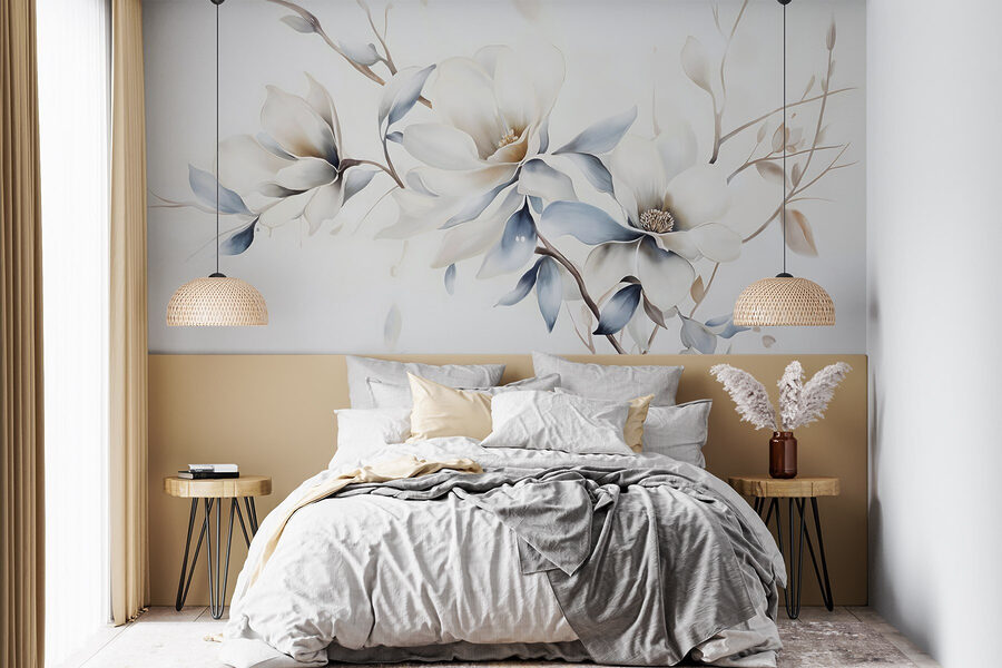 Pintura de flores sobre um fundo branco