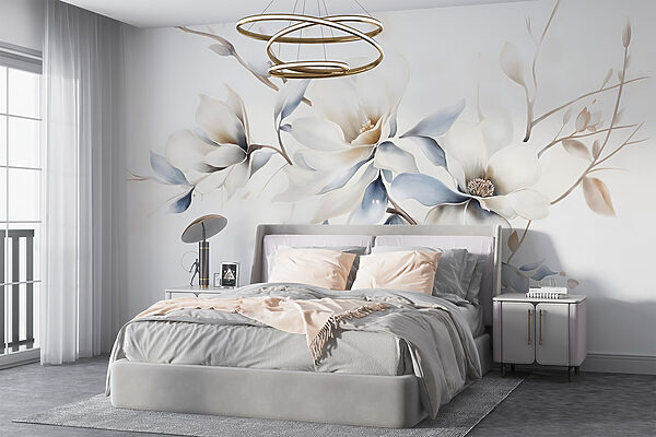Pintura de flores sobre um fundo branco Pintura de flores sobre um fundo branco