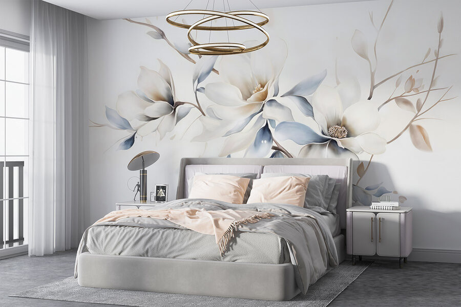 Pintura de flores sobre um fundo branco