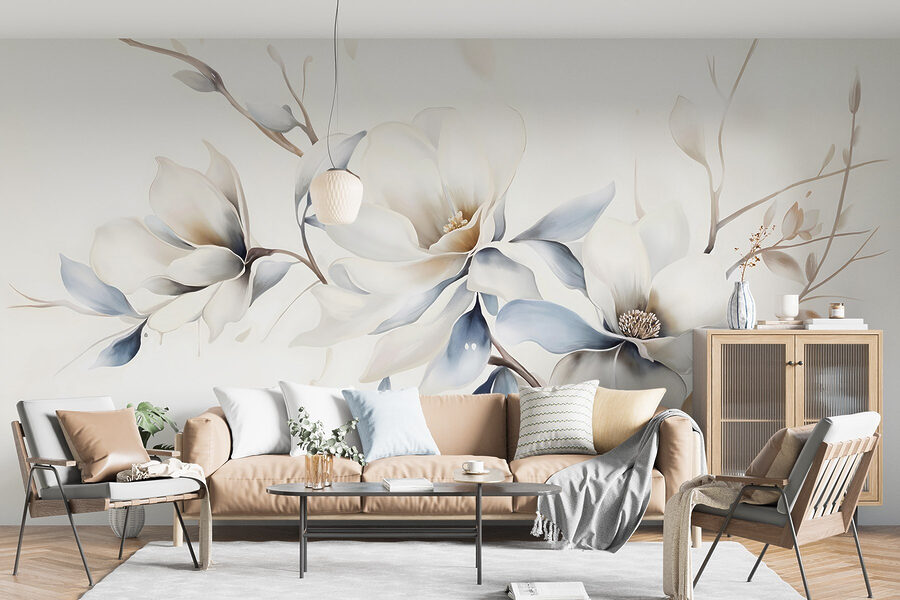 Pintura de flores sobre um fundo branco