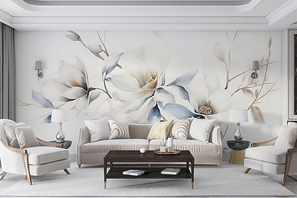 Pintura de flores sobre um fundo branco Pintura de flores sobre um fundo branco