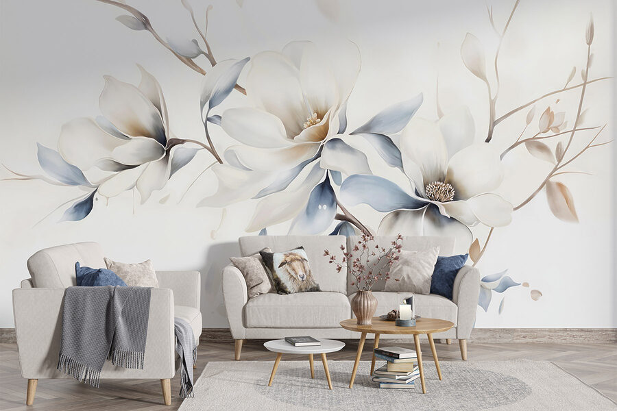 Pintura de flores sobre um fundo branco