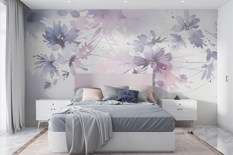 Pintura de flores em aguarela