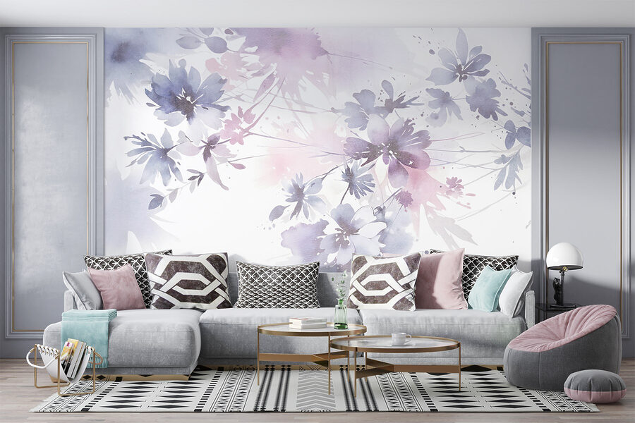 Pintura de flores em aguarela