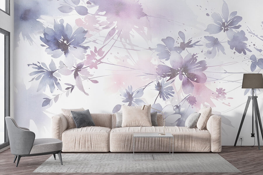 Pintura de flores em aguarela