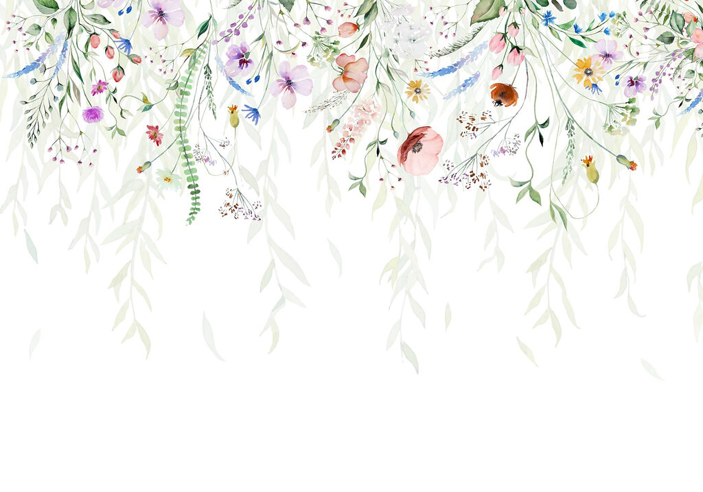 Pintura a aguarela de flores e folhas Pintura a aguarela de flores e folhas