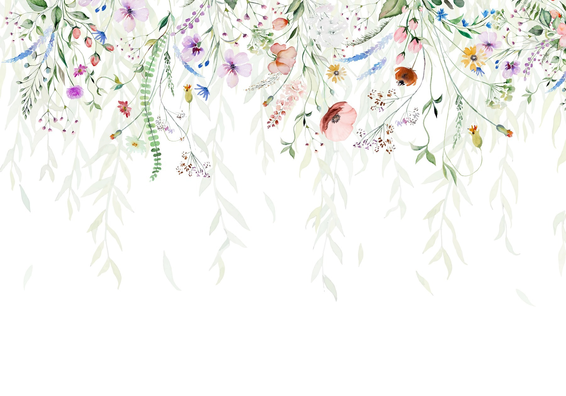 Watercolor painting of flowers and leaves Watercolor painting of flowers and leaves