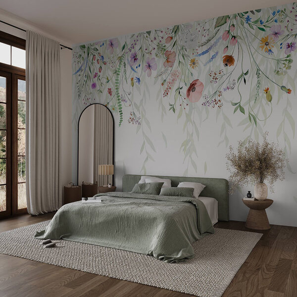 Pintura a aguarela de flores e folhas Pintura a aguarela de flores e folhas