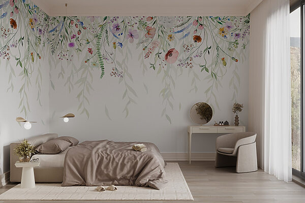 Pintura a aguarela de flores e folhas Pintura a aguarela de flores e folhas