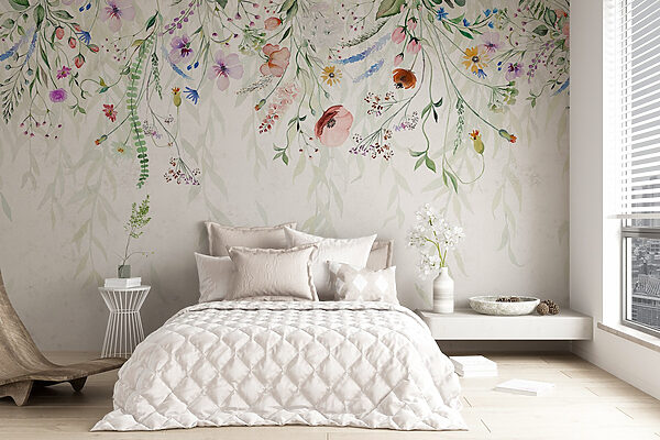 Pintura a aguarela de flores e folhas Pintura a aguarela de flores e folhas