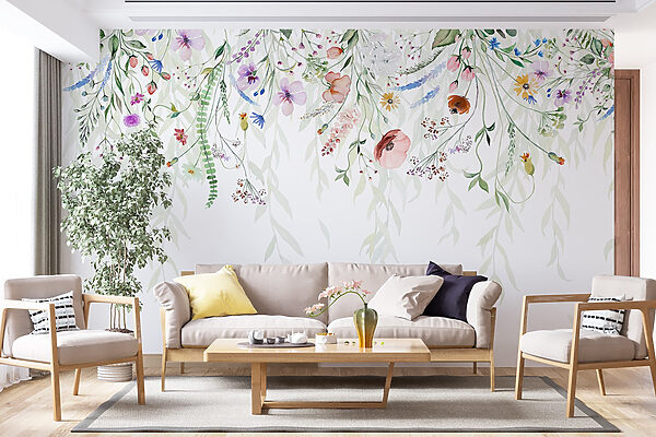Pintura a aguarela de flores e folhas Pintura a aguarela de flores e folhas