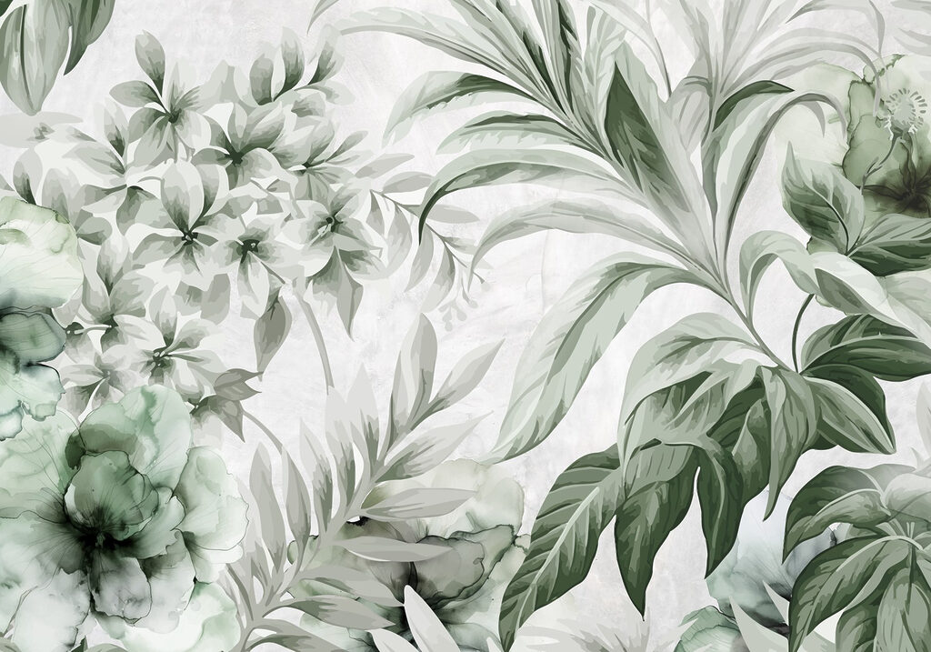 Padrões botânicos frescos em tons de verde Padrões botânicos frescos em tons de verde
