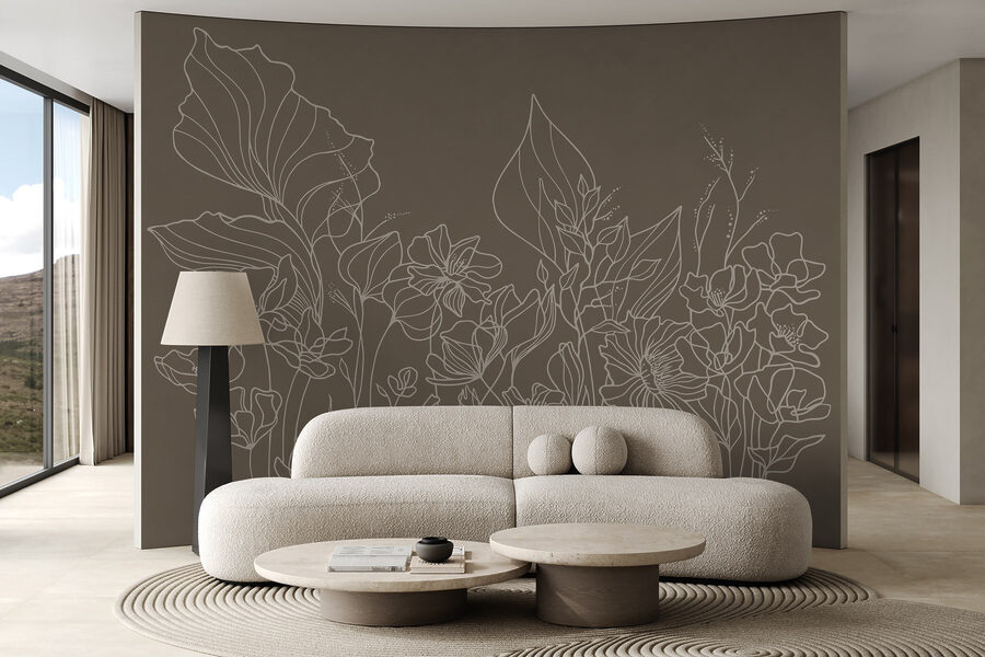 Desenho de linhas de flores