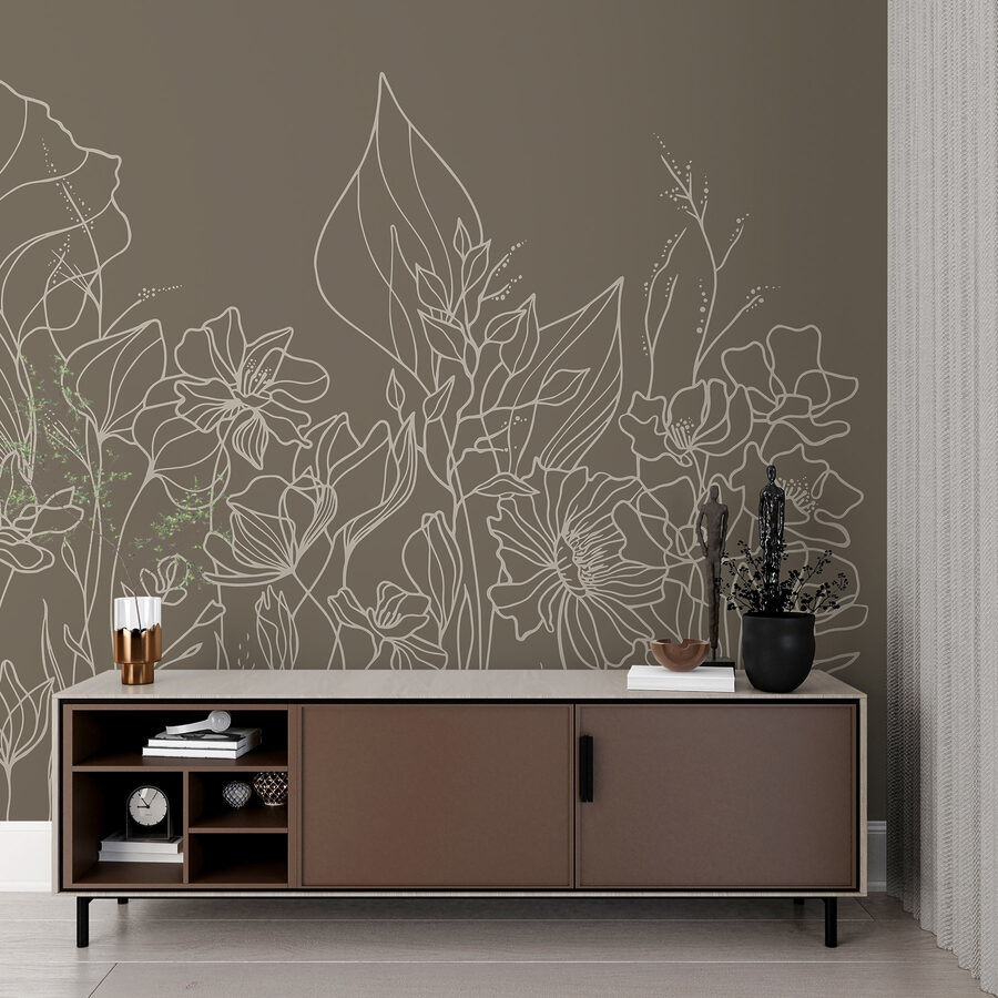 Desenho de linhas de flores
