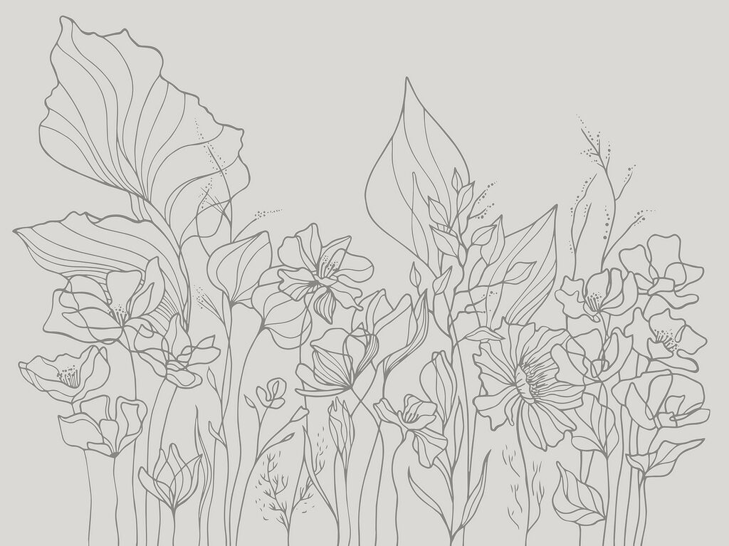 Desenho de linhas de flores Desenho de linhas de flores