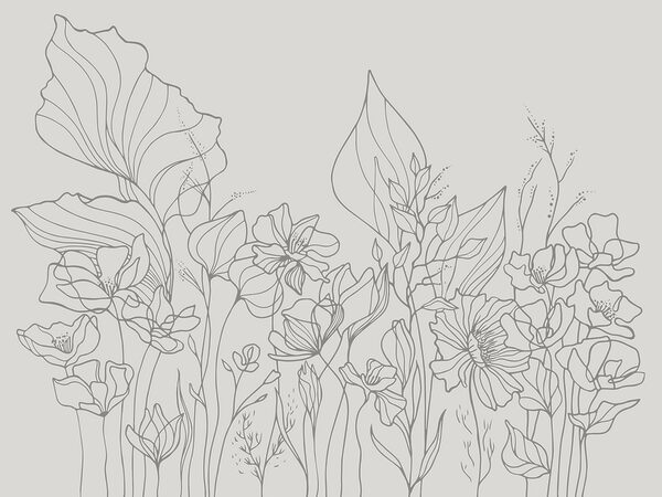 Desenho de linhas de flores Desenho de linhas de flores
