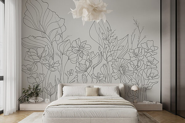 Desenho de linhas de flores Desenho de linhas de flores