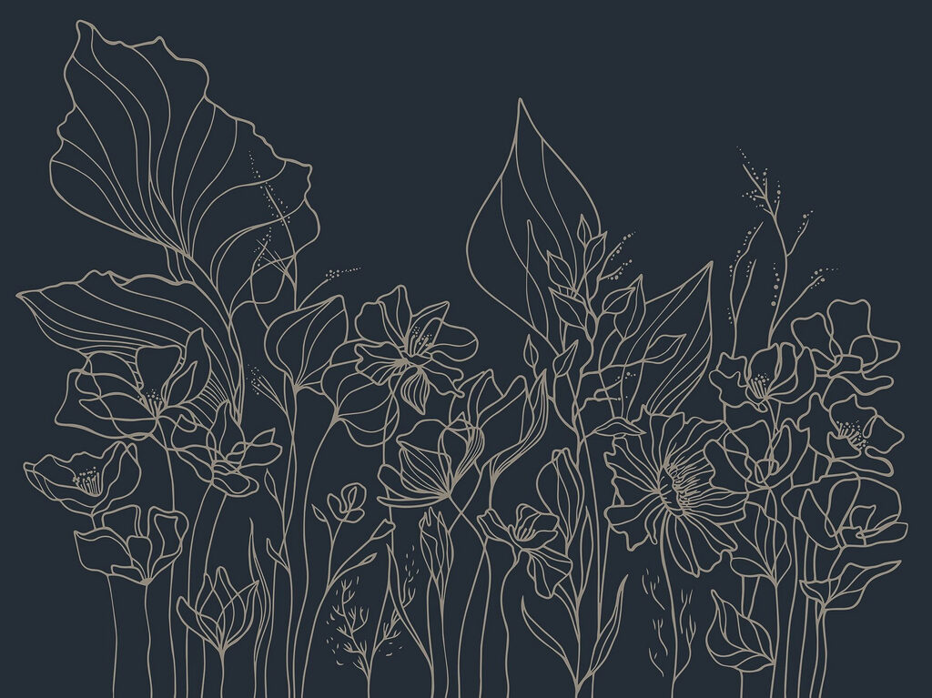 Desenho de linhas de flores Desenho de linhas de flores