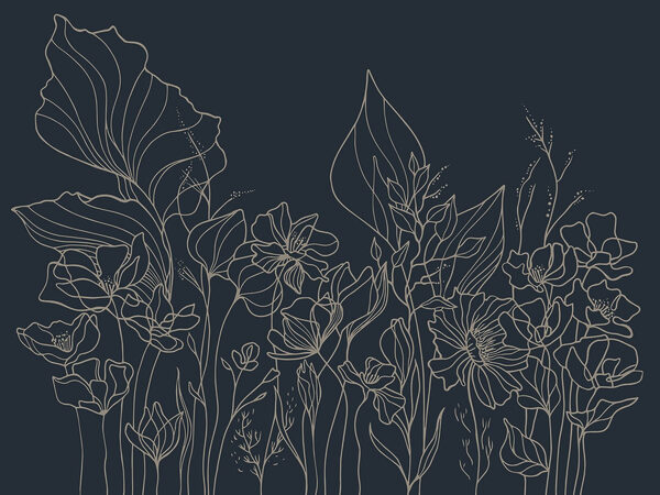 Desenho de linhas de flores Desenho de linhas de flores