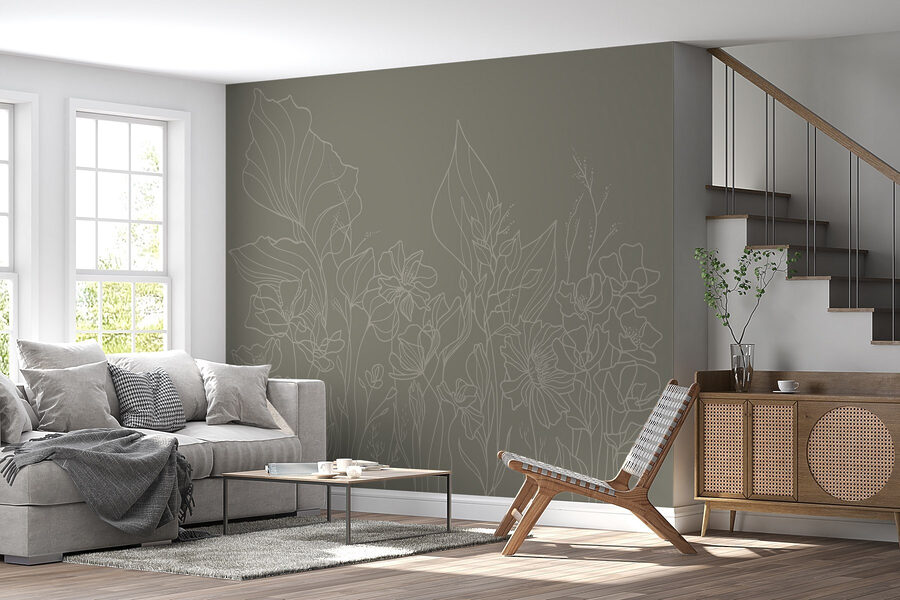 Papel de parede Desenho de linhas de flores - Image 2