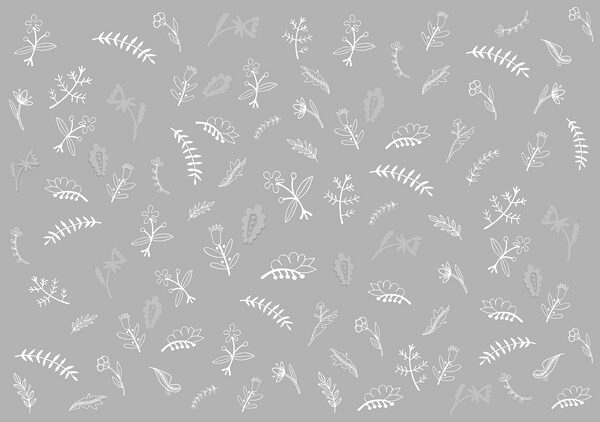 Fundo cinzento com flores e folhas brancas Fundo cinzento com flores e folhas brancas