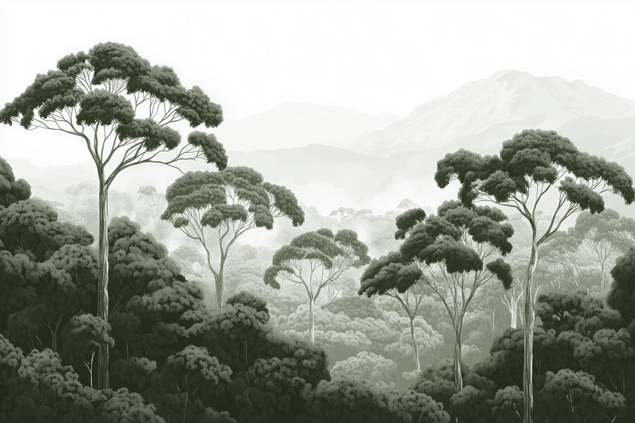 Papel de parede Floresta com árvores e montanhas ao fundo - Image 6