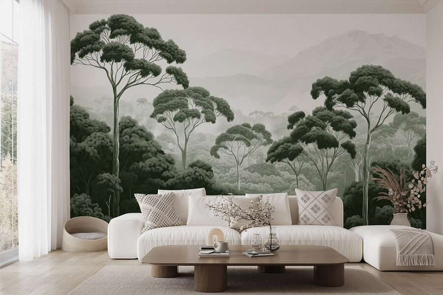 Papel de parede Floresta com árvores e montanhas ao fundo - Image 3