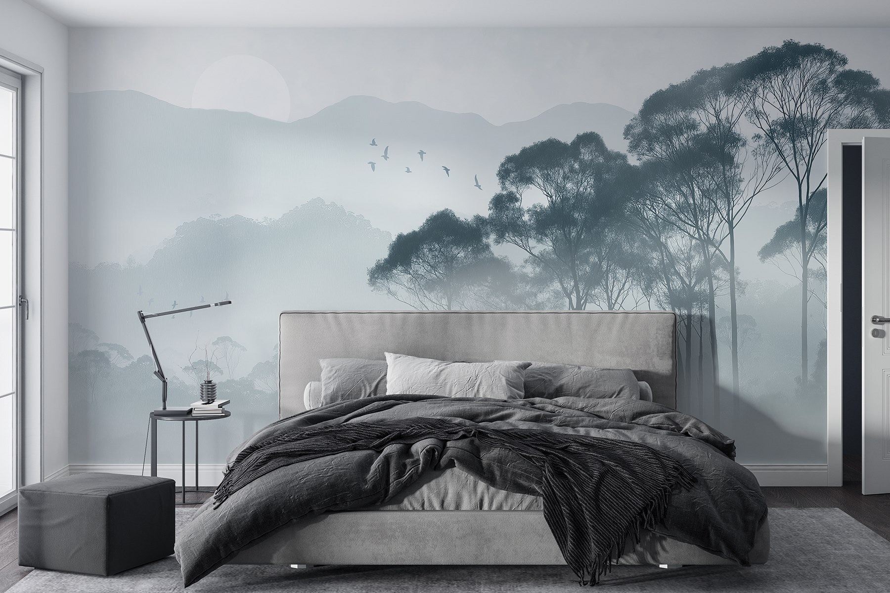 Group of trees in fog Group of trees in fog