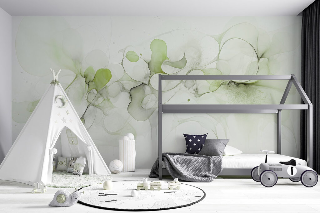 Fluid shapes and gentle green tones