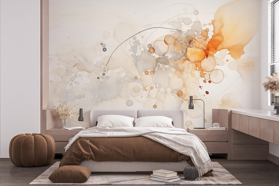 Formas abstractas em tons suaves.