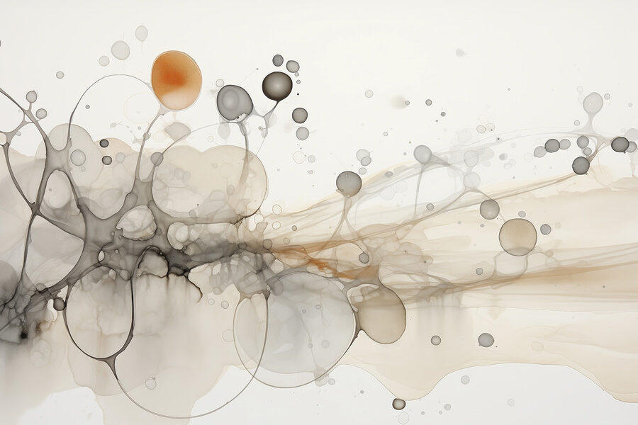 Formas abstractas em cores suaves.
