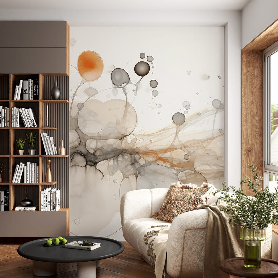 Formas abstractas em cores suaves.